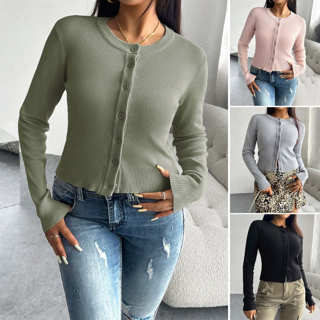 Women's cardigan with fine rib texture and button closure, size [size missing]