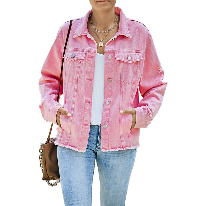 Damen-Jeansjacke mit entspannter Passform und funktionellen Taschen, Größe