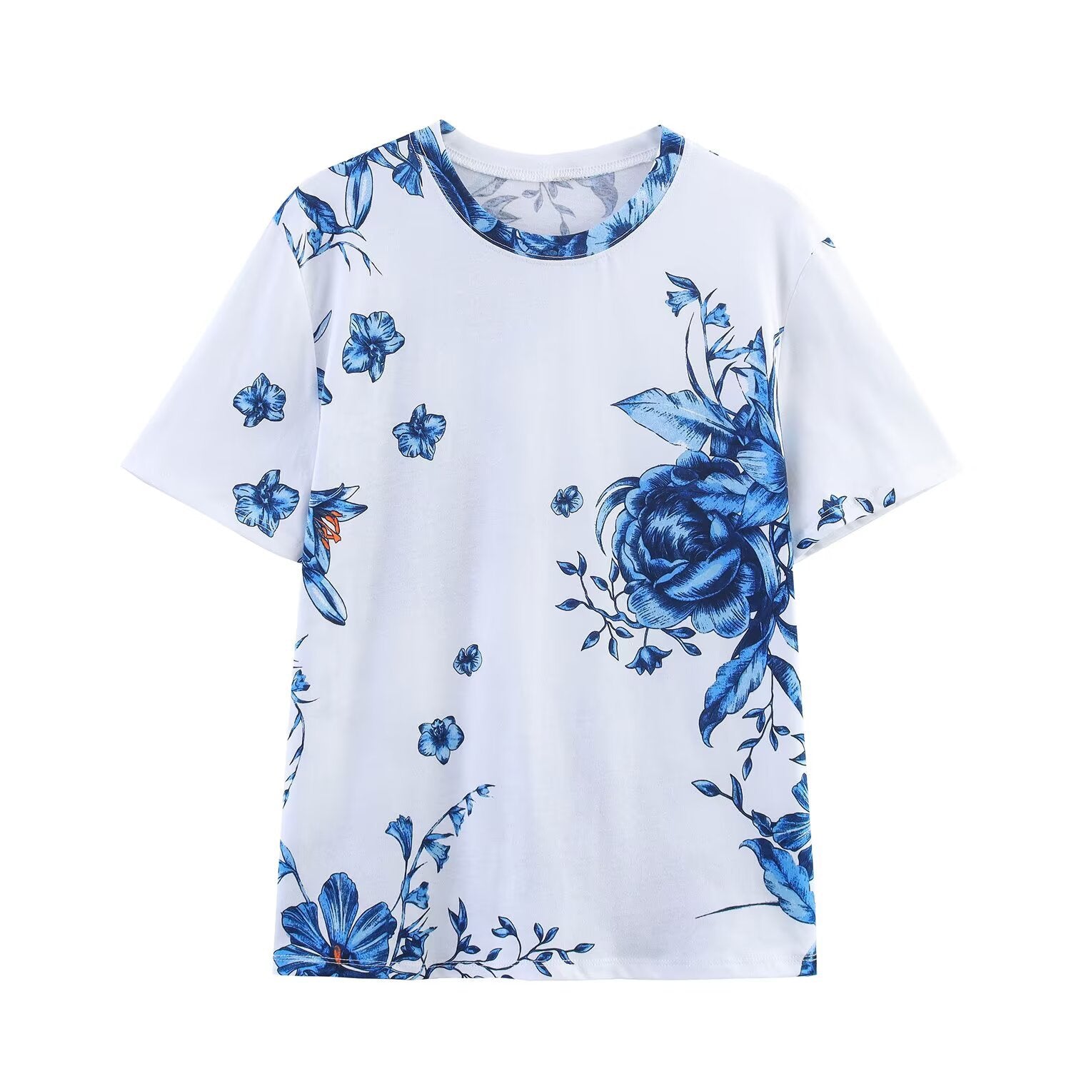 Women's T-shirt made of high-quality cotton with a floral print and a relaxed fit, size [size missing]