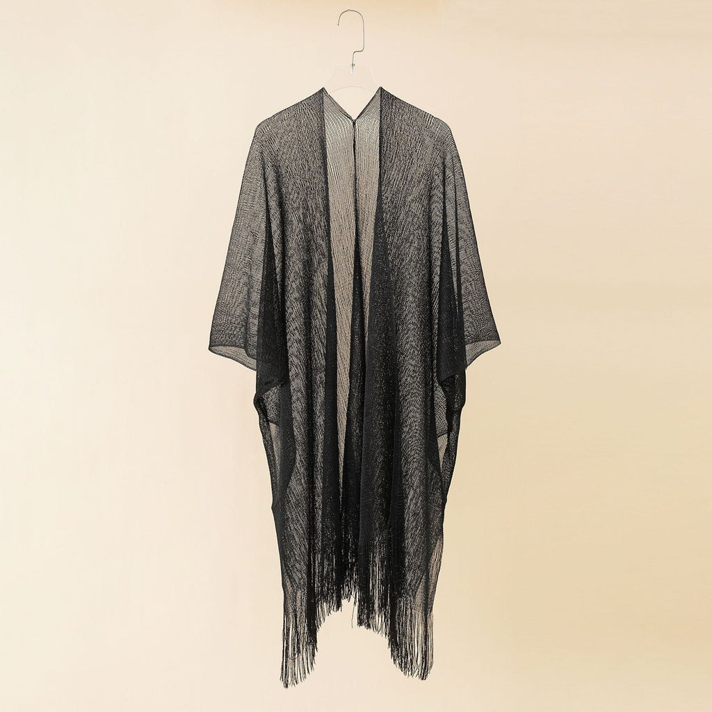 Women's fringed kimono in a transparent, airy fabric, size Valenzora