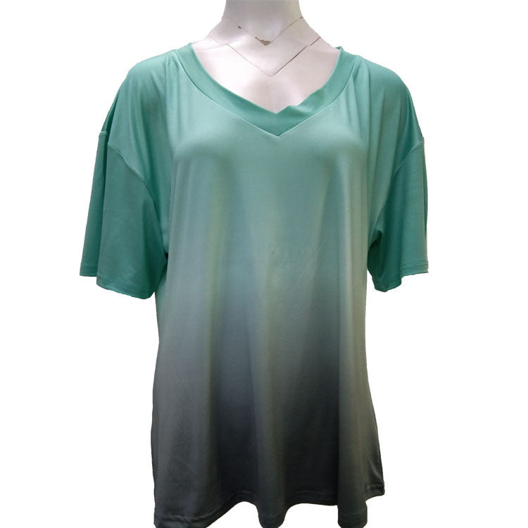 Valenzora | Buntes T-Shirt mit V-Ausschnitt und Farbverlauf