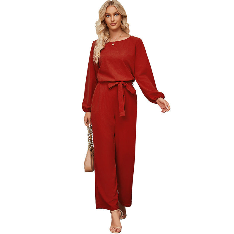 Women's elegant jumpsuit with elegant sleeves and a tailored cut, size S