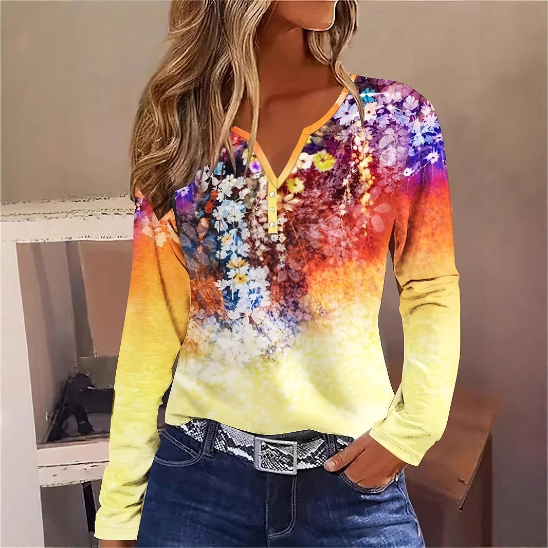 Valenzora | Florales Langarmshirt mit Rundhalsausschnitt