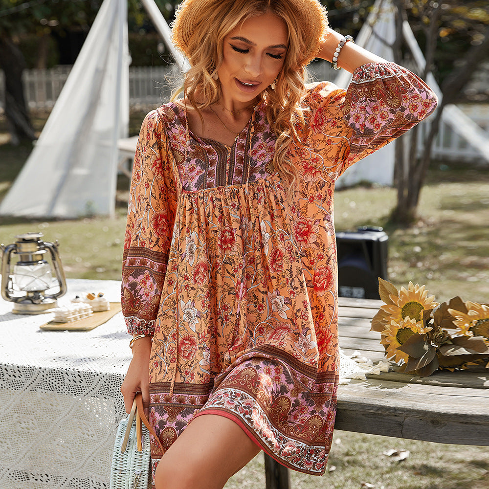 Women's casual dress with floral design and loose fit Drune