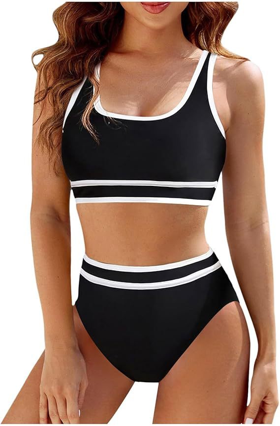Sportlicher Damen-Bikini-Set mit hoher Taille und bequemem Oberteil, Größe