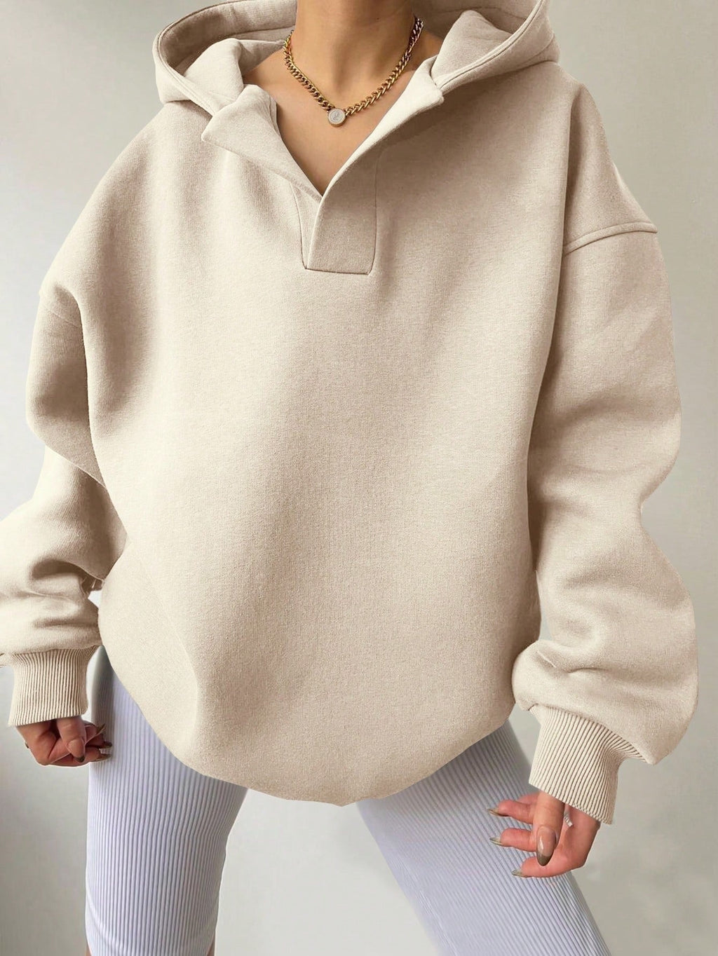 Damen-Oversize-Hoodie mit modernem Stehkragen und weichen Materialien, Größe S