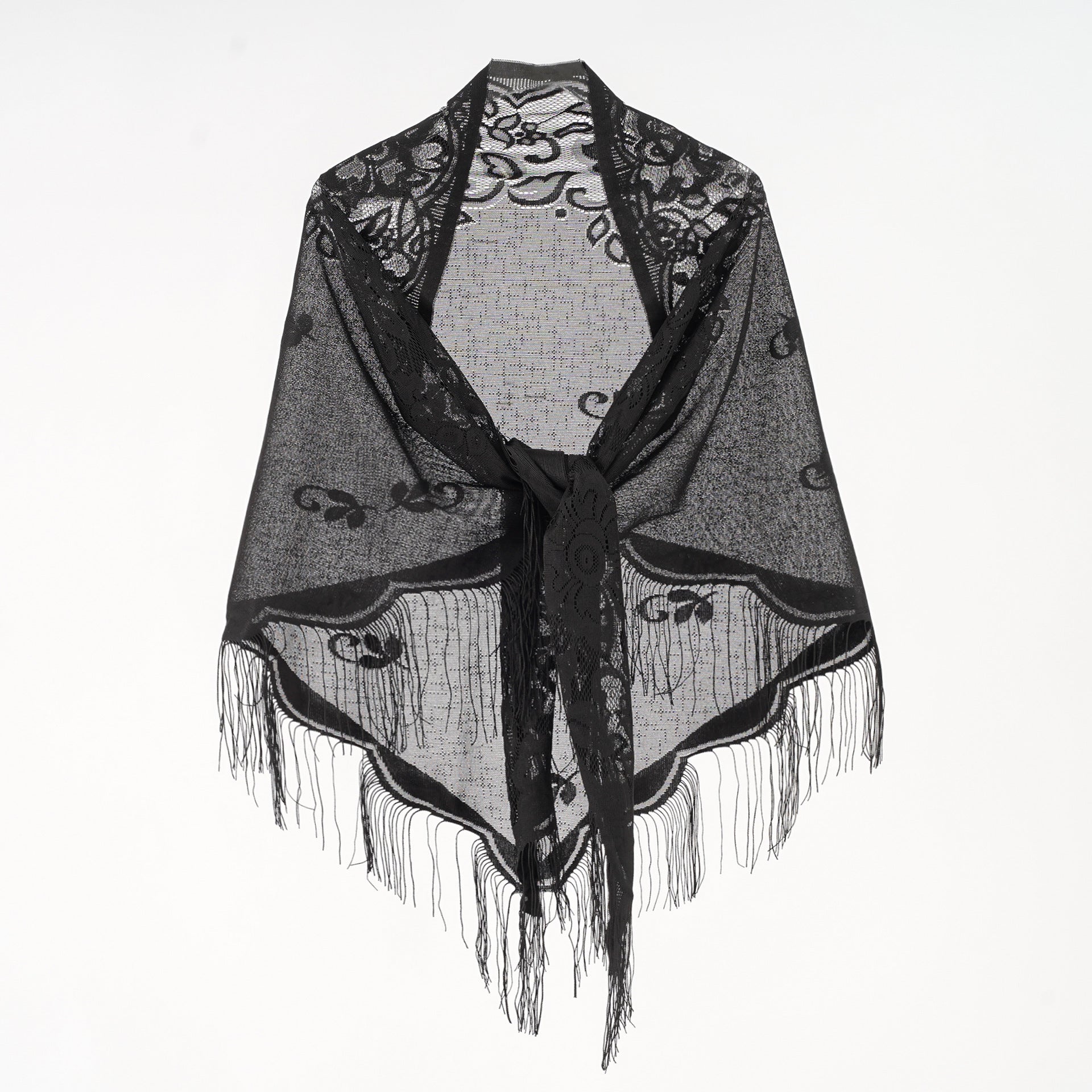 Elegantes Chiffon-Tuch für Damen mit kunstvollen Fransen, Größe