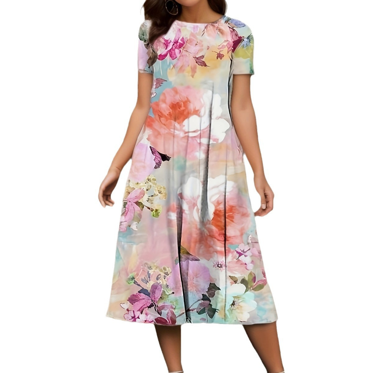 Valenzora | Geblümtes kurzärmeliges Kleid für Frühling und Sommer