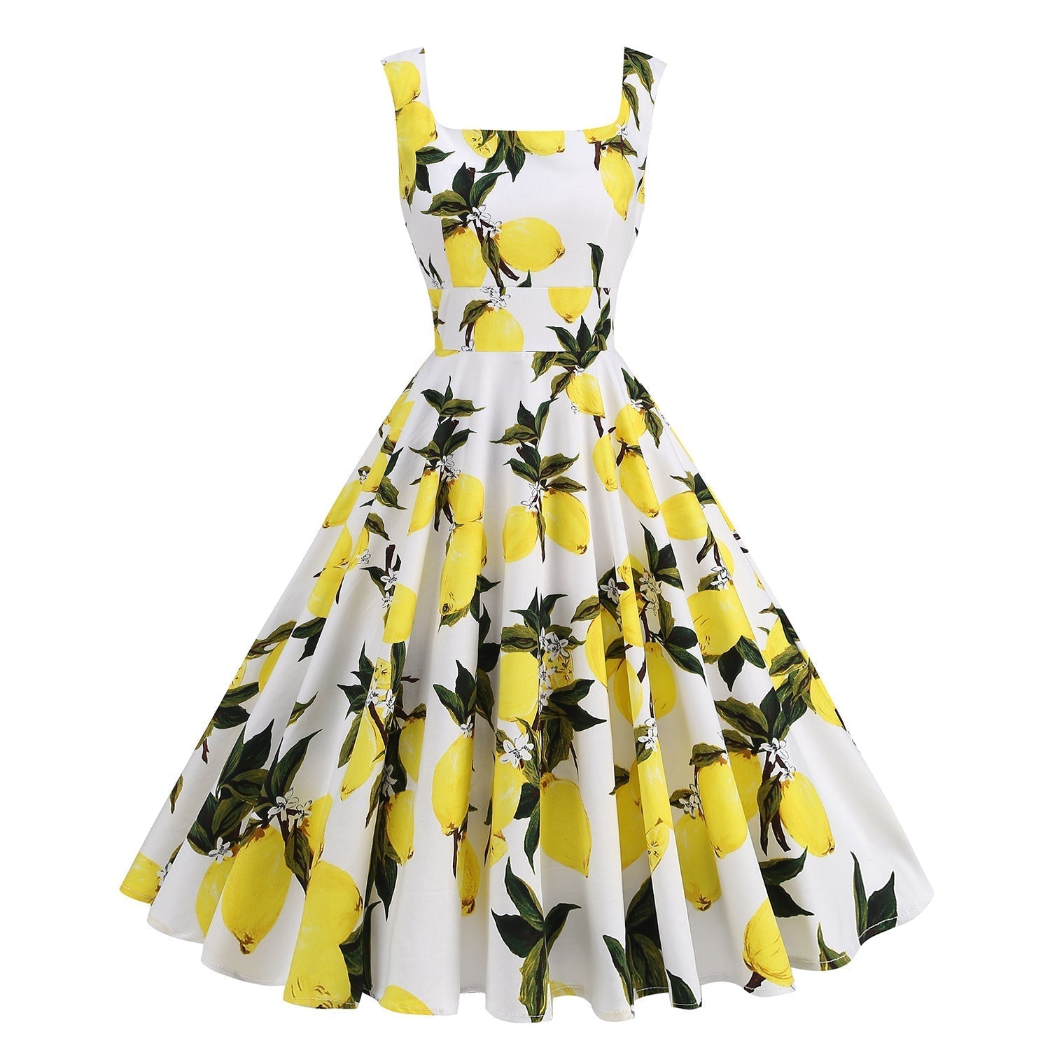 Valenzora | Printed Cotton Halter Sweetheart Neck Dress