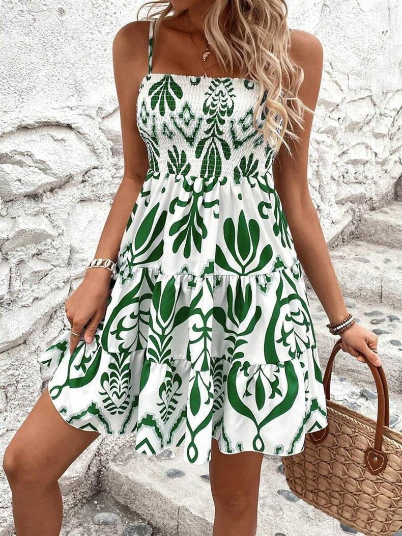 Luftiges Damen-Midikleid mit Rüschen und Blumenmuster, Größe