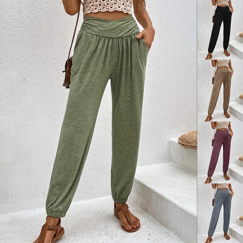 Damen Freizeithose mit hoher Taille und bequemem Gummibund, Größe [Angabe fehlt]