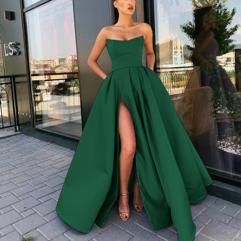 Elegantes Abendkleid für Damen mit tiefem Schlitz und fließendem Rock, Größe [Größe]