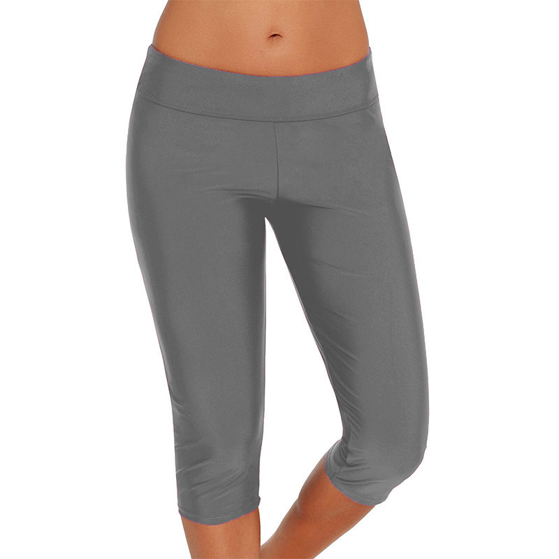 Damen Sport-Caprihose mit hoher Taille und atmungsaktivem Material, Größe S