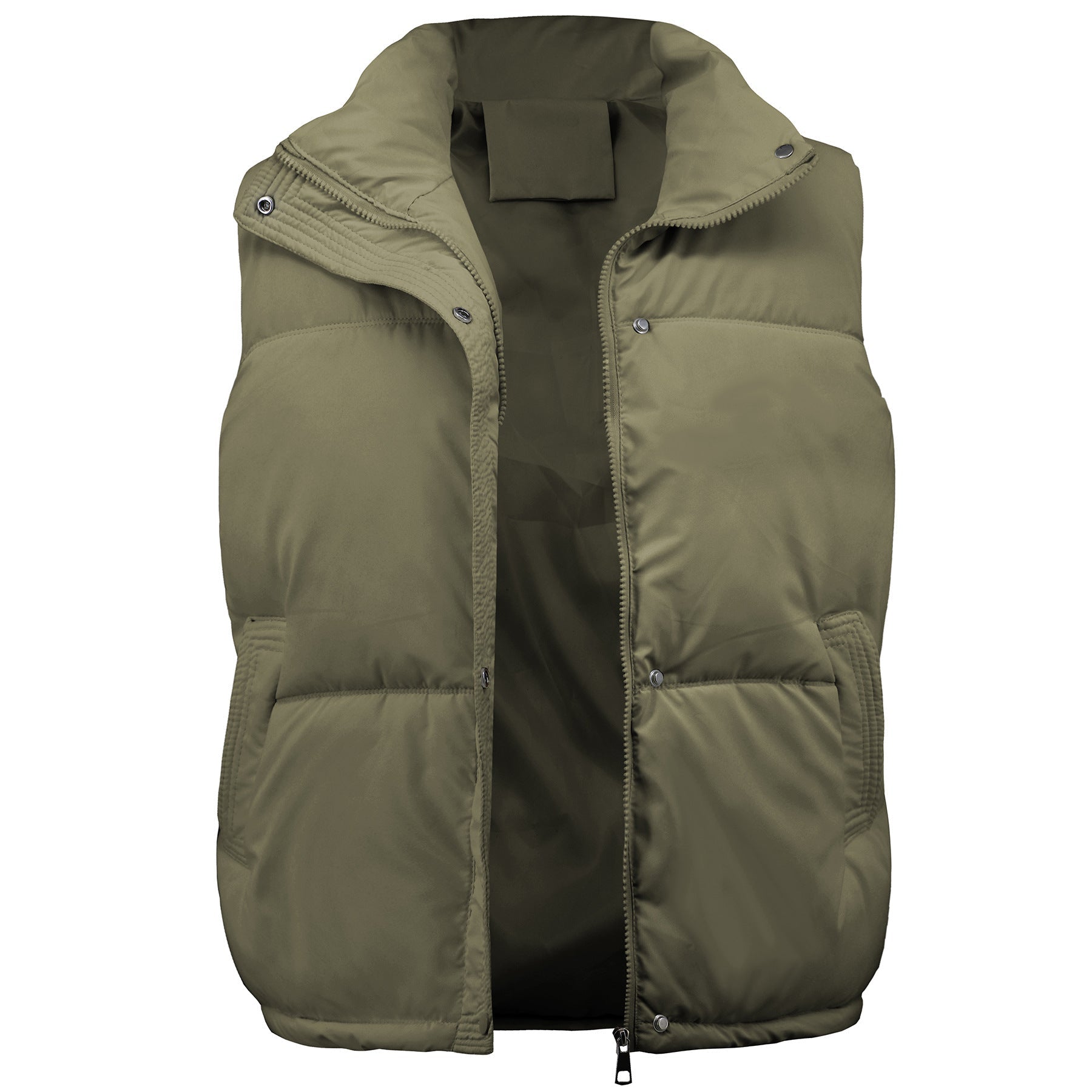 Women's vest with high collar and practical pockets, size
