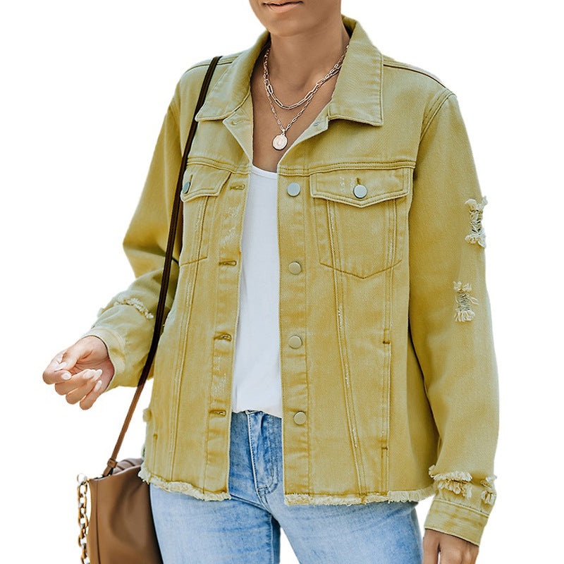 Damen-Jeansjacke mit entspannter Passform und funktionellen Taschen, Größe