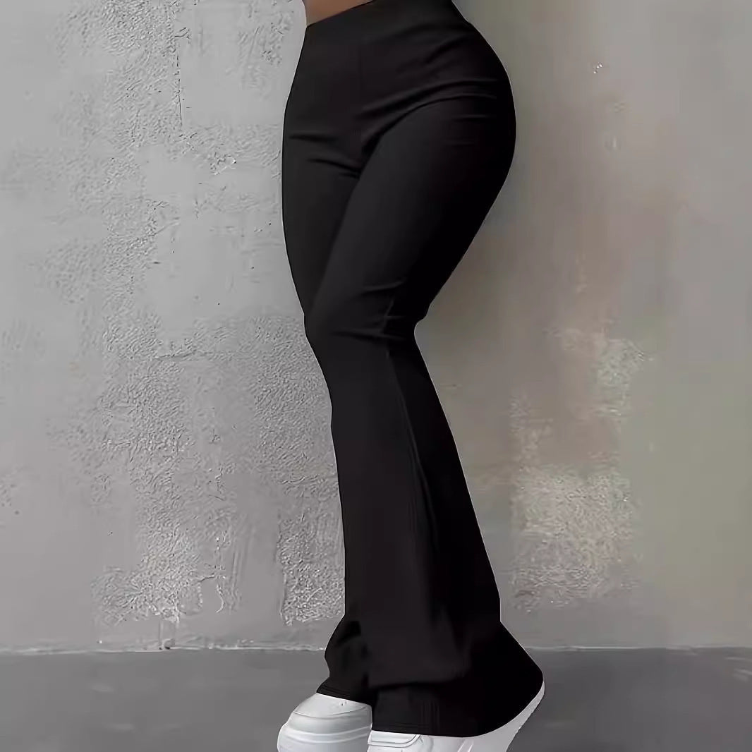 Damen-Bootcut-Hose mit hoher Taille und elastischem Bund, Größe