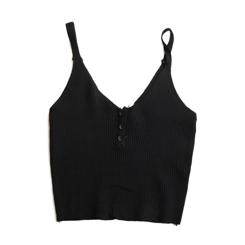 Women's casual tank top with full button placket and ribbed texture, size S