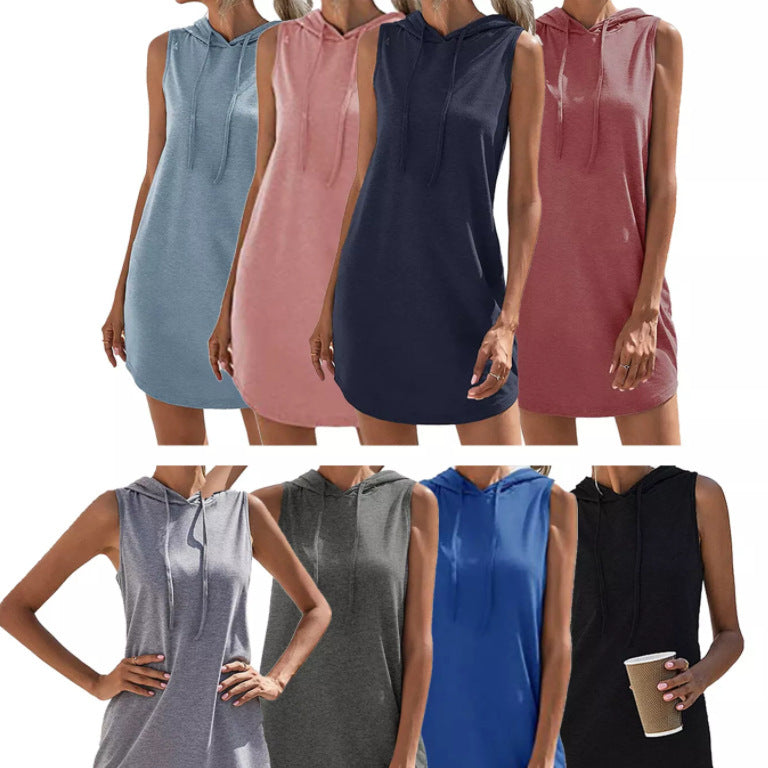Women's hooded dress in breathable jersey material Drune