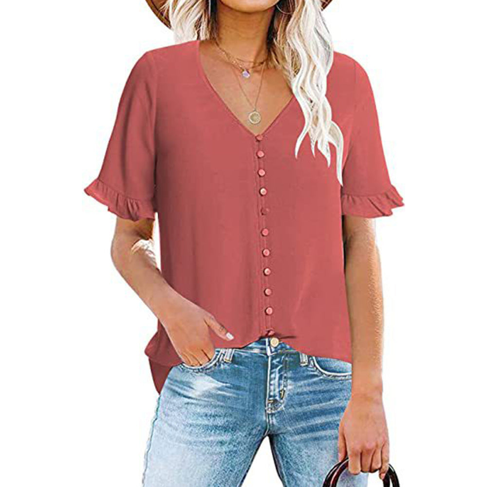 Damenbluse mit Rüschendetails und Knopfleiste, Größe