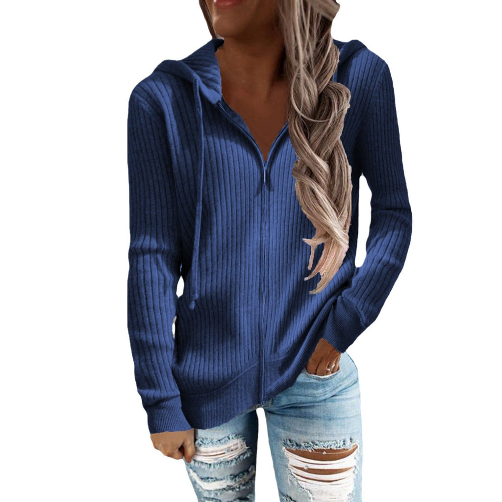 Damen-Kapuzenjacke mit Rippenstruktur und praktischen Taschen, Größe