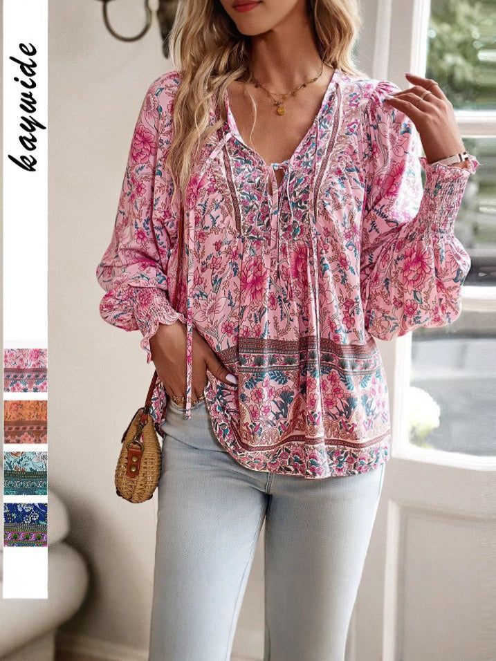 Damen Blusenshirt mit Blumenmuster und legerem Schnitt, Größe S