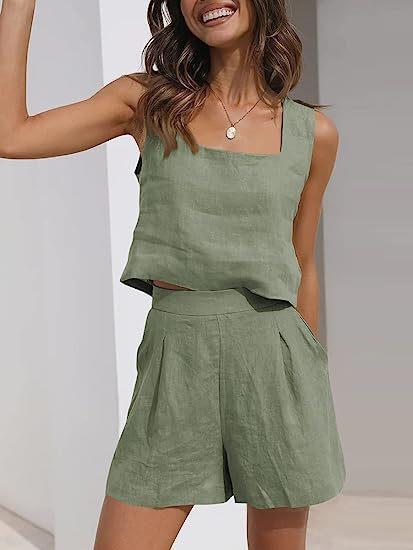 Damen Leichte Sommerbluse und Shorts-Set, Größe