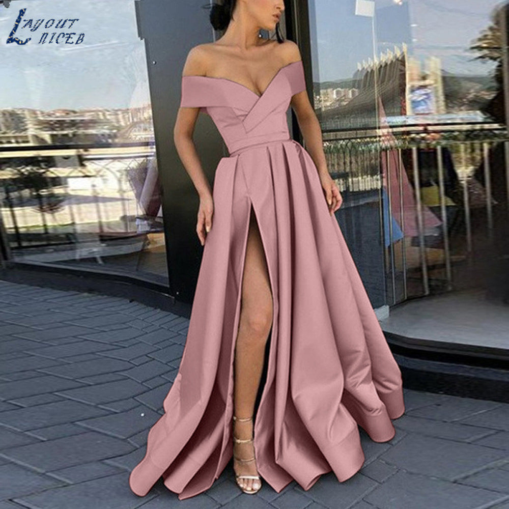 Valenzora | eBay Satin Multicolored Deep V-Neck Dress