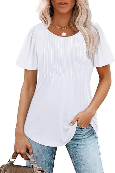 Damen-Sommer-T-Shirt mit Falten-Design, Größe