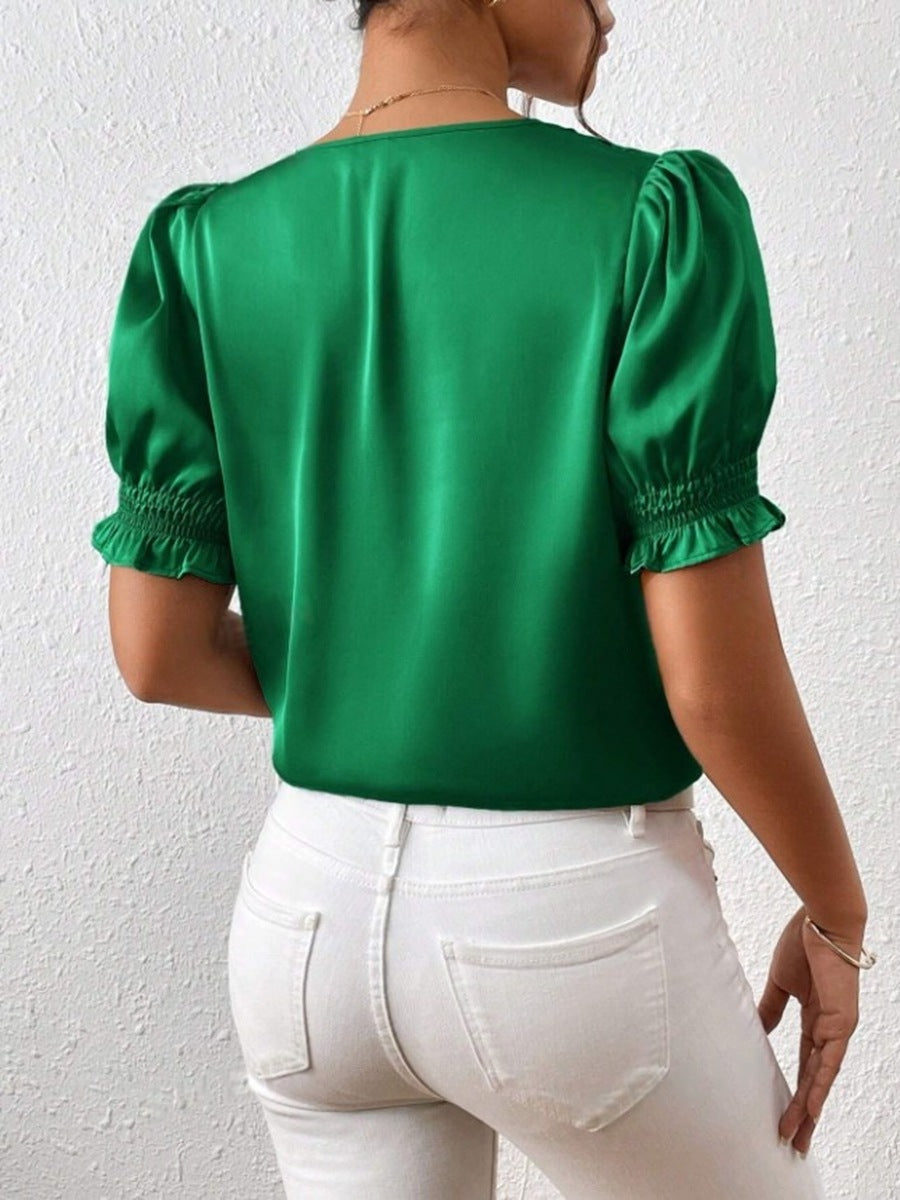 Valenzora | Casual short-sleeved ruffled shirt
