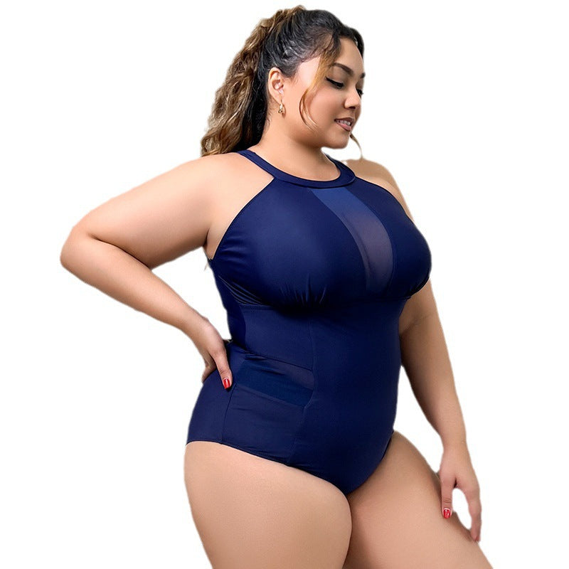Women's one-piece swimsuit with sophisticated transparent insert and side panels, size S