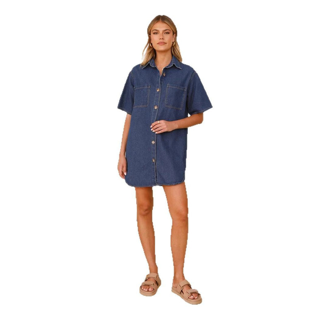 Damen-Jeans-Cami-Kleid mit praktischen Taschen und trendigem Look, Größe S