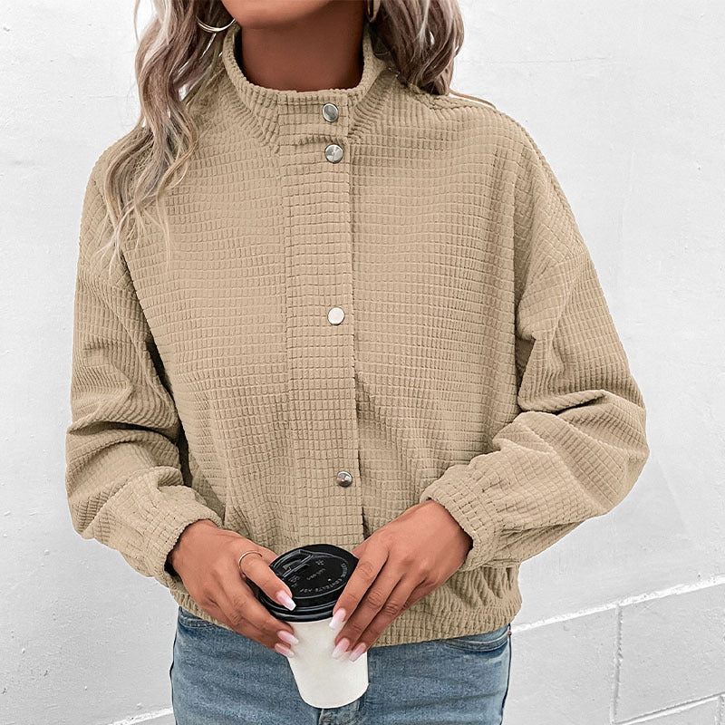 Lässige Kapuzenjacke für Damen aus strukturiertem Material mit Reißverschluss, Größe S