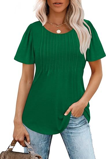 Women's summer T-shirt with pleated design, size