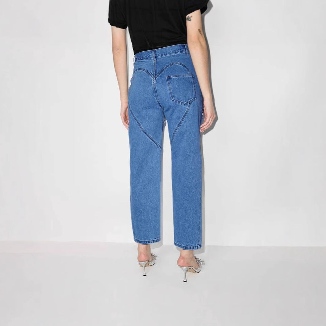 Damenjeans mit Cut-Outs und Glitzer-Details, Größe Valenzora