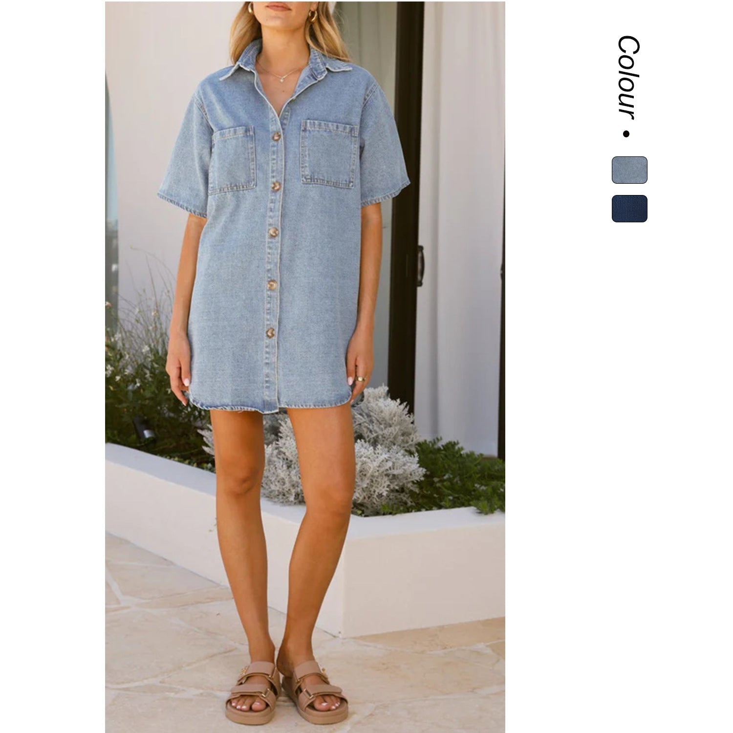 Damen-Jeans-Cami-Kleid mit praktischen Taschen und trendigem Look, Größe S