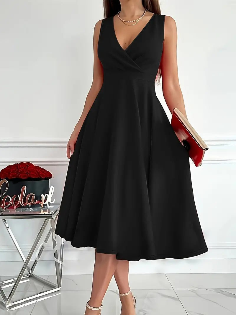Valenzora | Einfarbiges Tanktop-Kleid mit asymmetrischem Ausschnitt