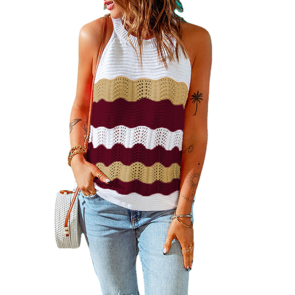 Damen-Freizeitstricktop mit kreativem Wellenmuster und luftiger Passform, Größe