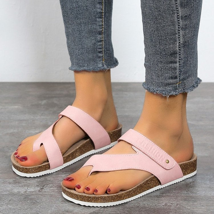 Damen-Flip-Flops mit bequemem Fußbett und modernem Korkdesign, Größe