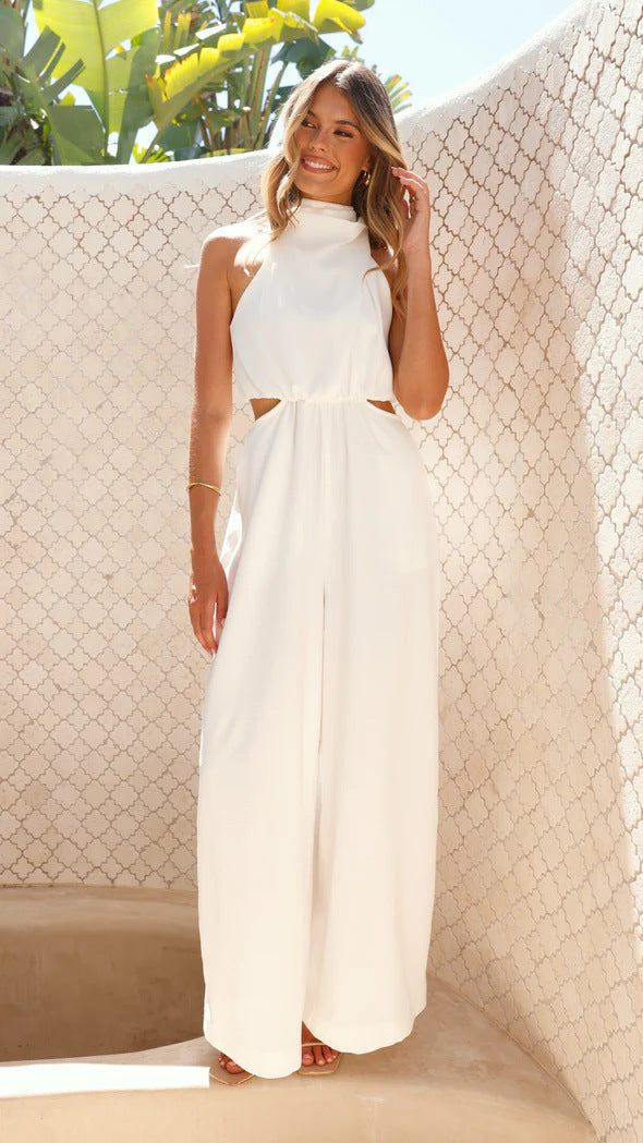 Eleganter Damen-Jumpsuit mit Stehkragen und Cut-Outs, Größe