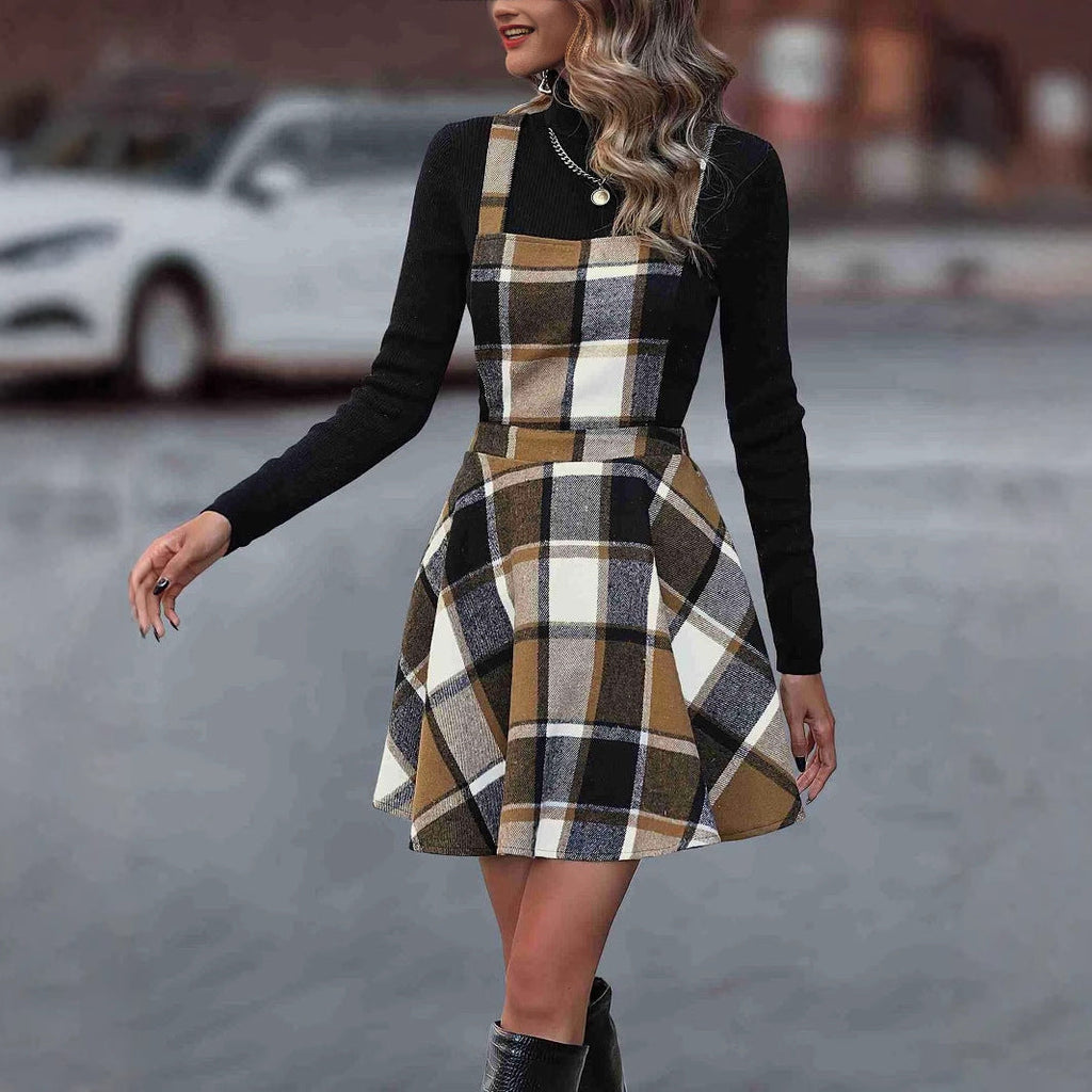 Women's Checkered Pinafore Dress Size