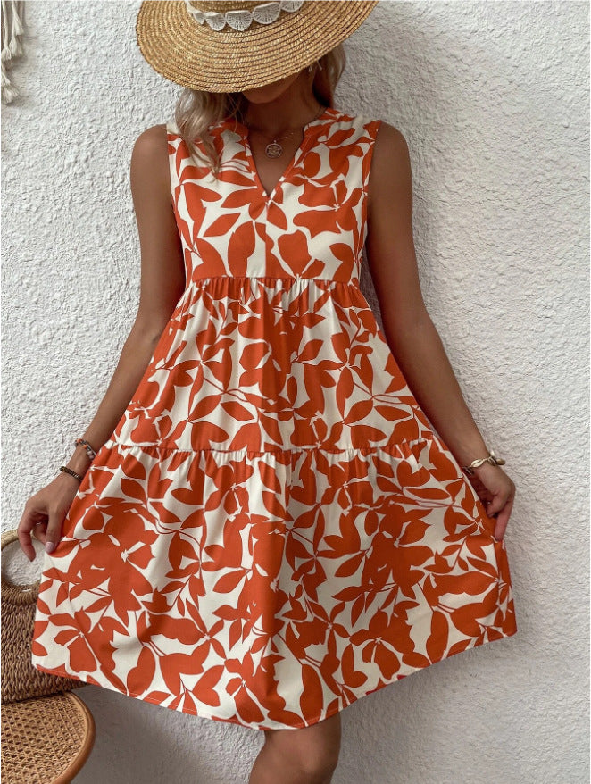 Women's airy sleeveless summer dress with floral patterns and a wide cut, size [size missing]