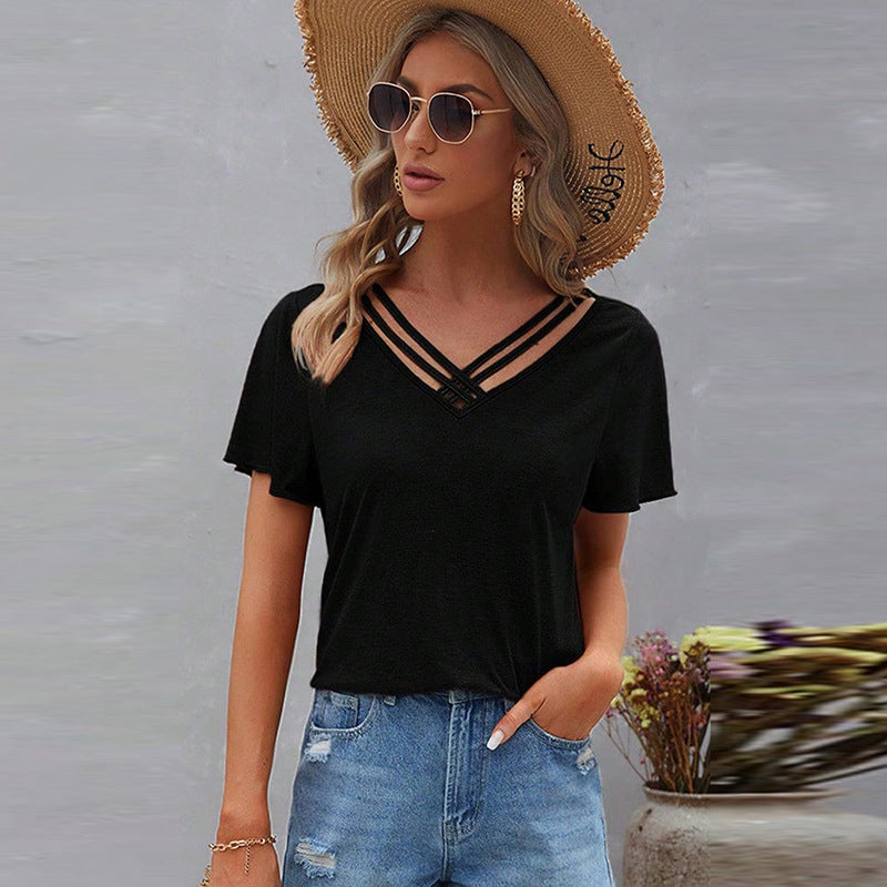 Damen-T-Shirt mit modernem Schnitt und modischen Details, Größe [size missing]