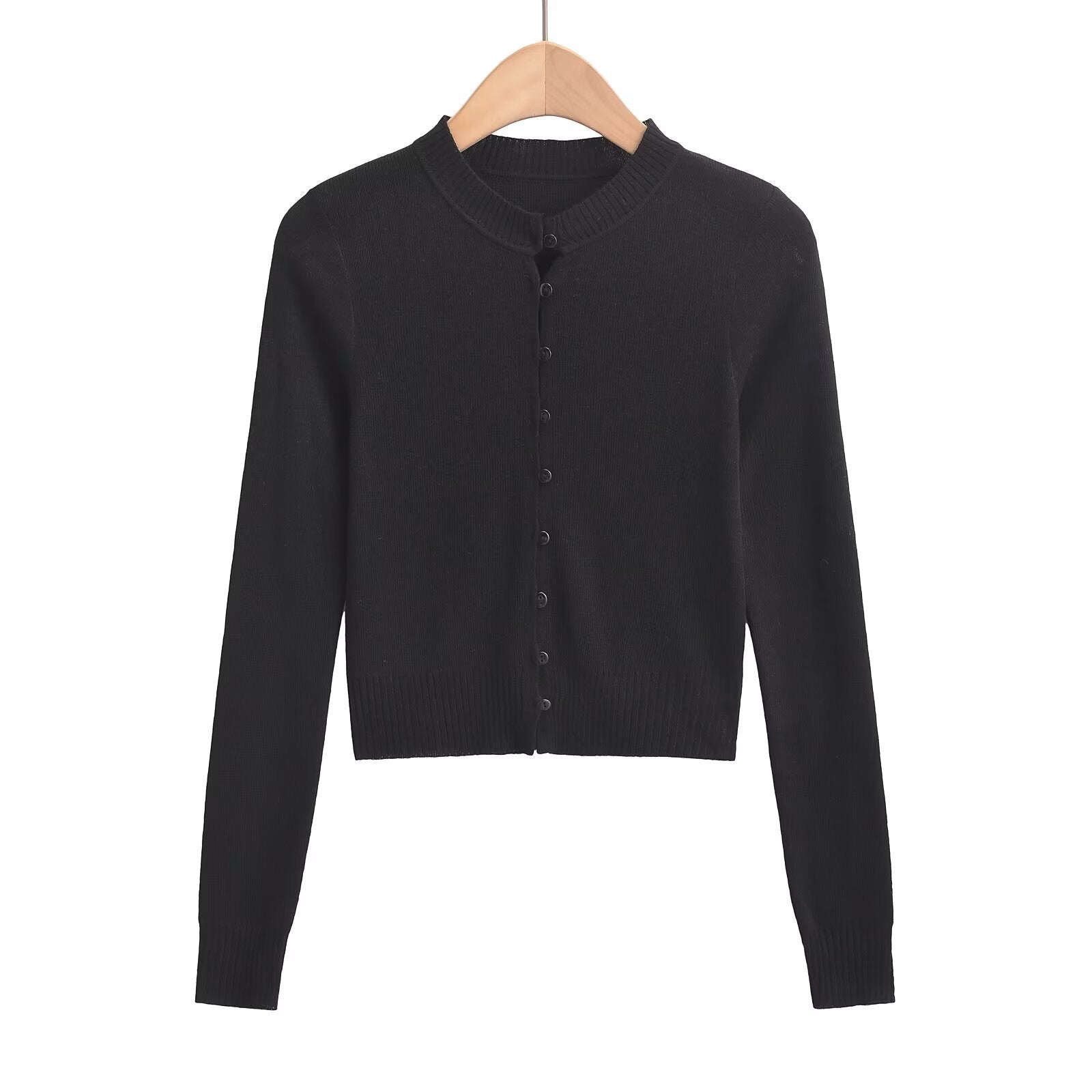 Women's cardigan with a fashionable round neckline and elegant button placket, size S