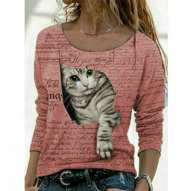 Valenzora | Modern T-shirt with cat print