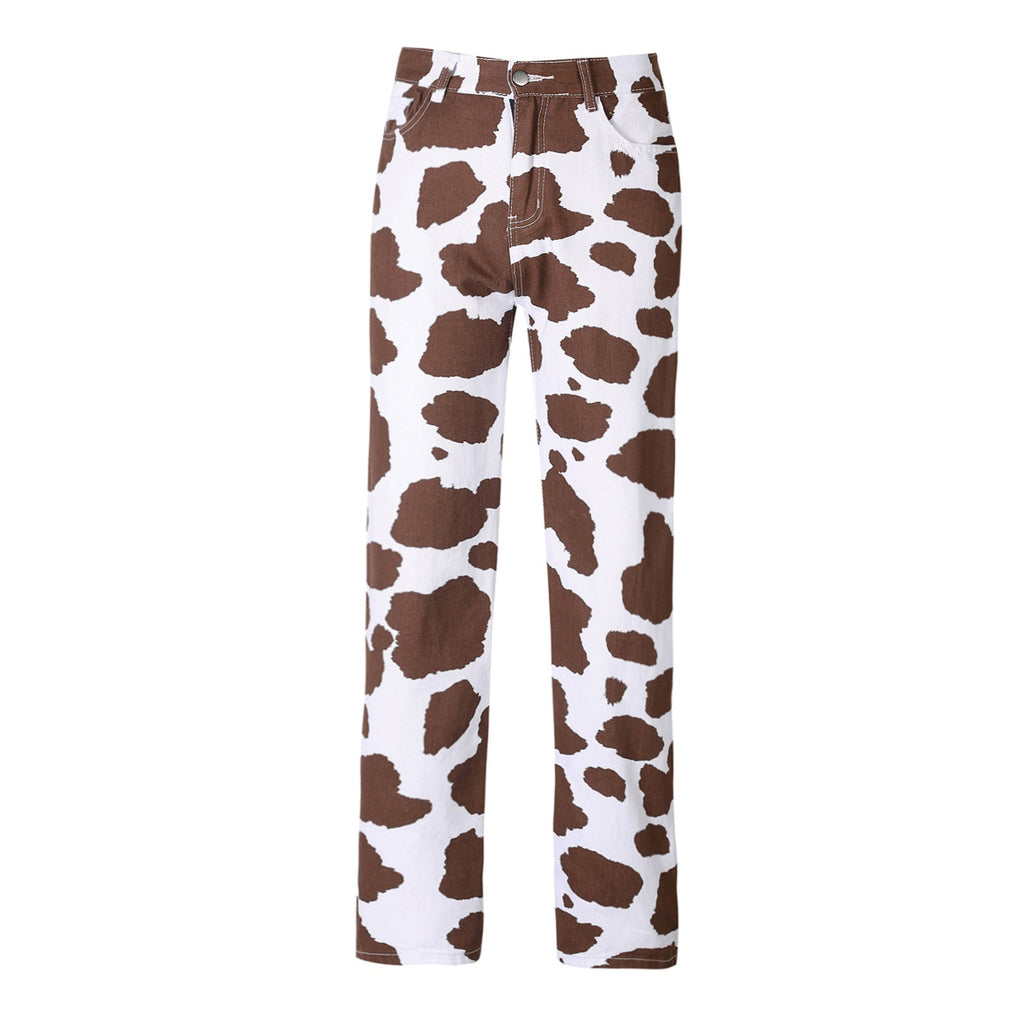 Valenzora | Damen Hose mit geradem Schnitt und Kuhfell-Print