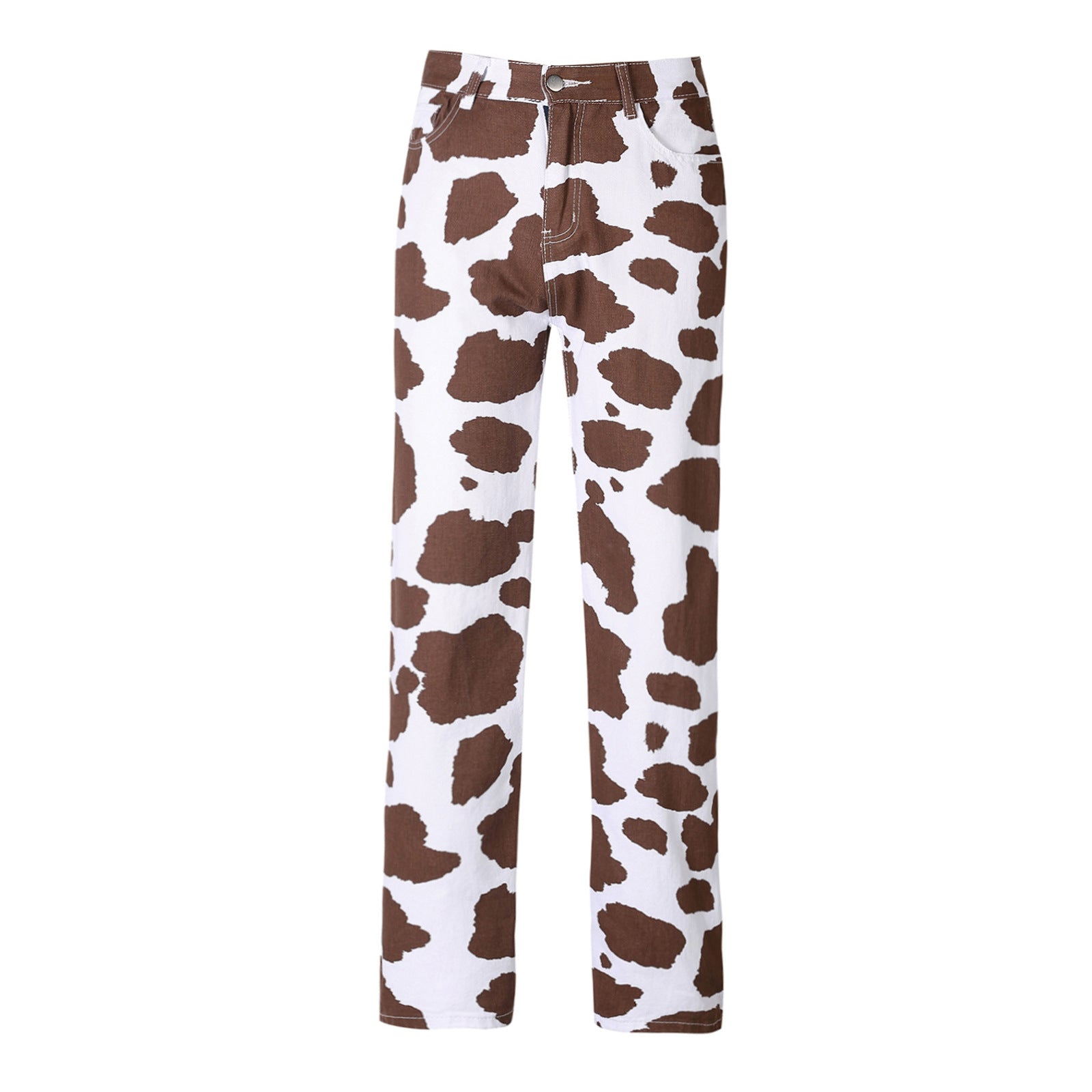Valenzora | Damen Hose mit geradem Schnitt und Kuhfell-Print