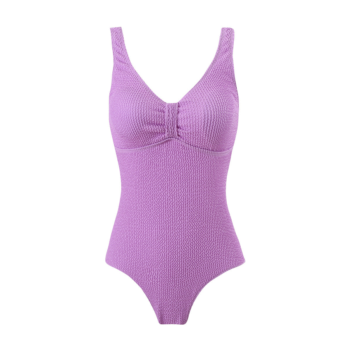 Women's one-piece swimsuit with textured outer material and sporty cut, size S