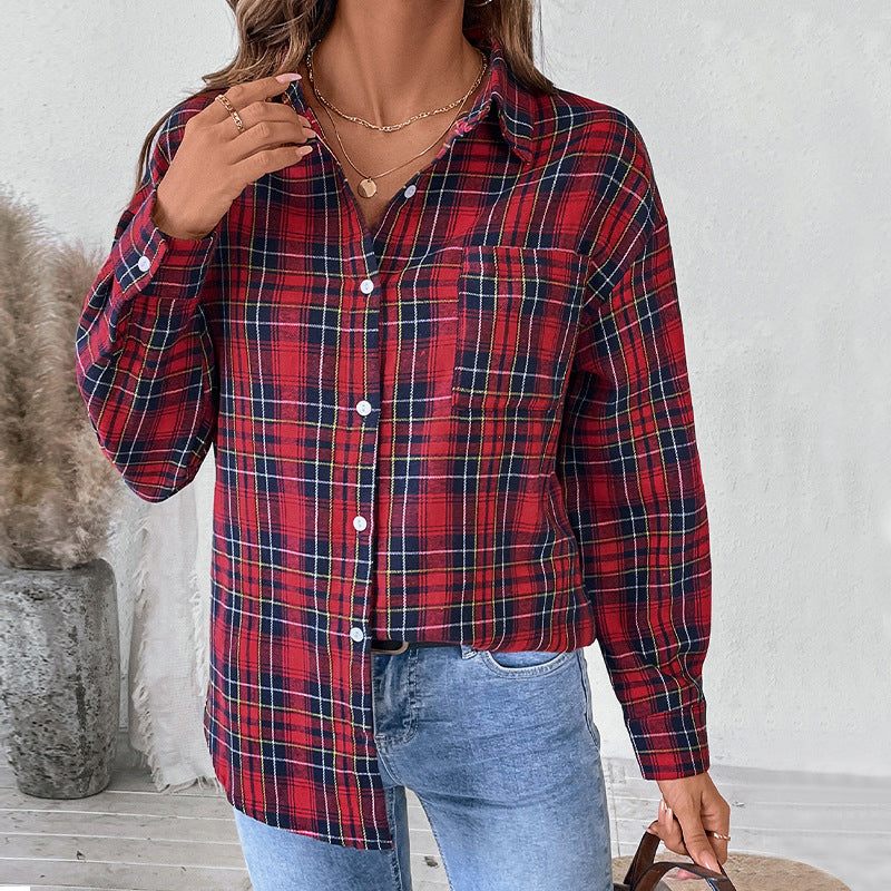 Damen Overshirt mit Karomuster und weiten Ärmeln, Größe