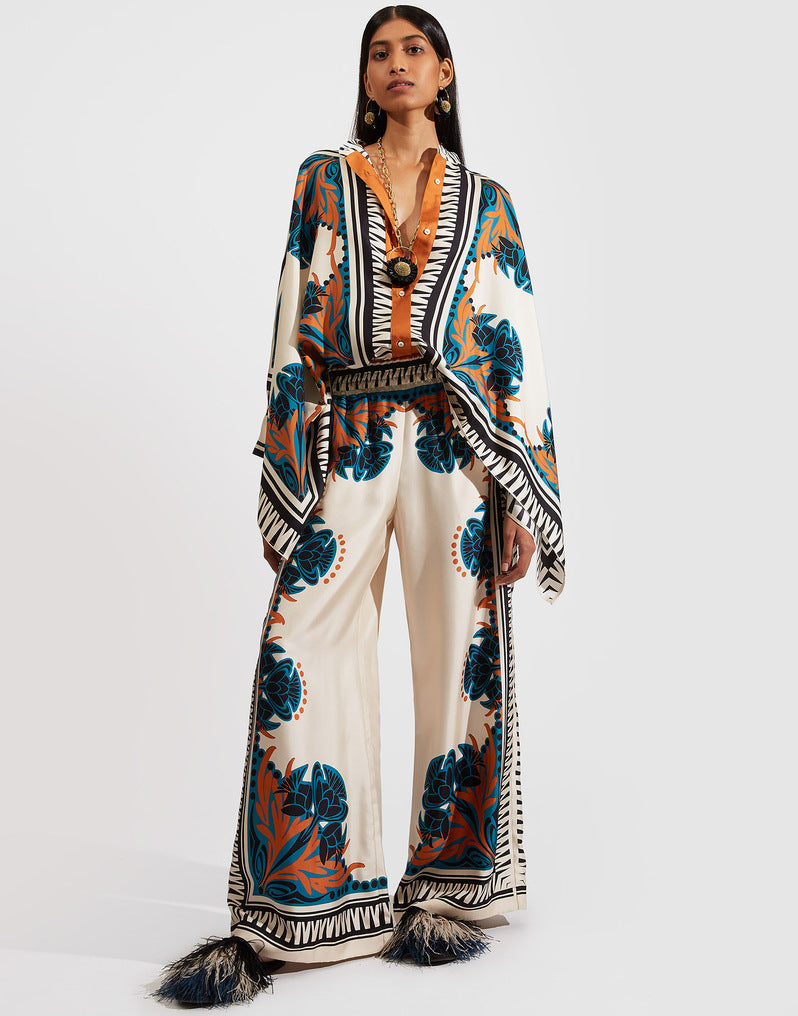 Valenzora | Stand-up collar top and trouser set