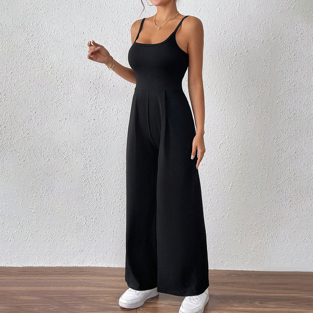 Damen-Freizeit-Jumpsuit mit schmalen Spaghettiträgern und fließendem Schnitt, Größe S